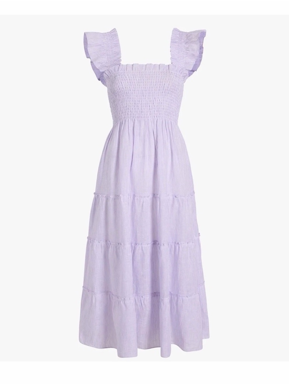 Hill House Home Ellie Nap Dress Lilac White Stripe Linen XXS